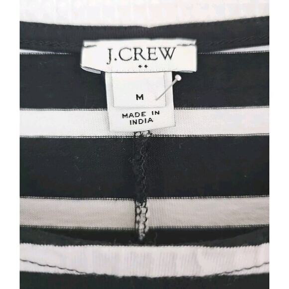 J. Crew ~Woman Size M~ Black/White Striped Knit Bell Sleeve Shift Dress Casual. - Picture 2 of 9